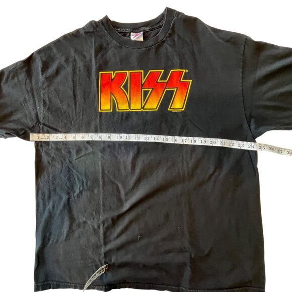 Vintage KISS Band T-Shirt 2XL Black & Red/Yellow Logo Cotton Graphic Tee Unisex - Picture 4 of 8